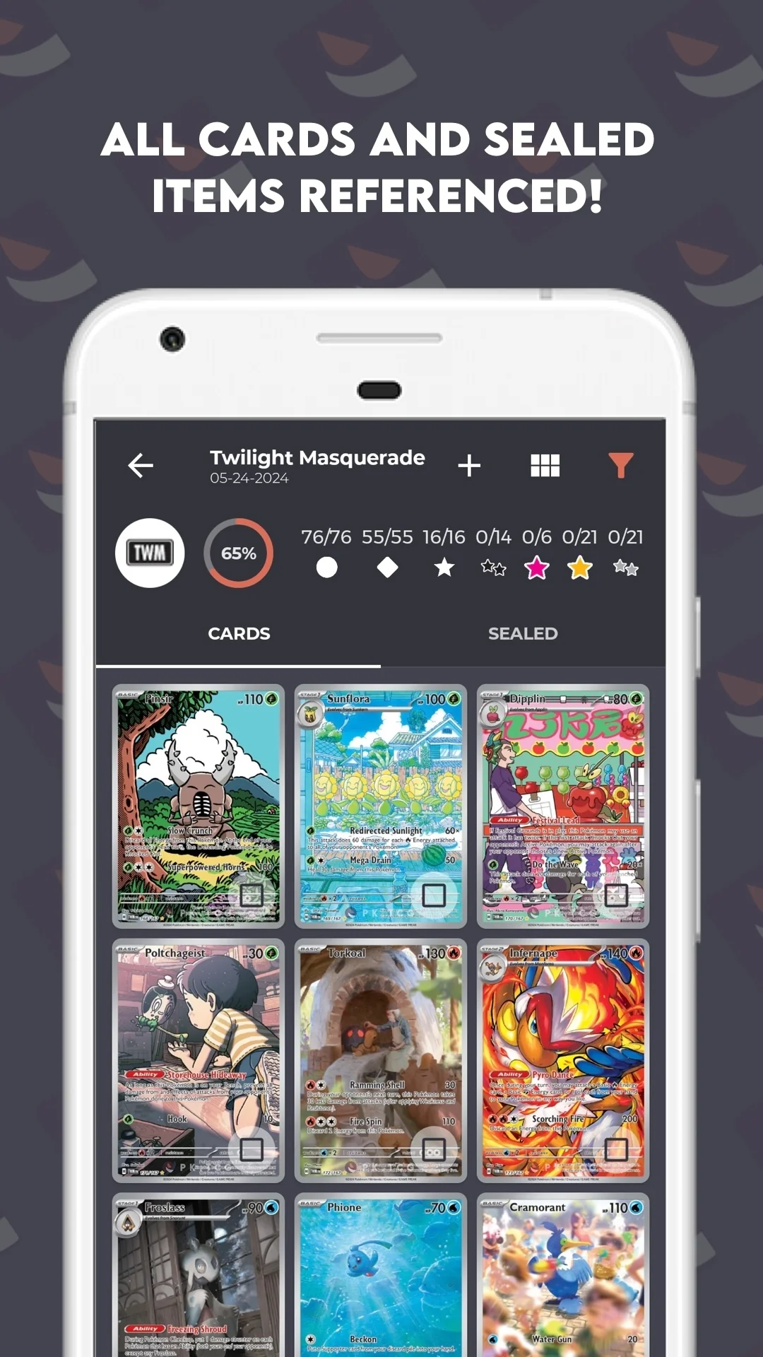 PK.TCG app screen: card detail